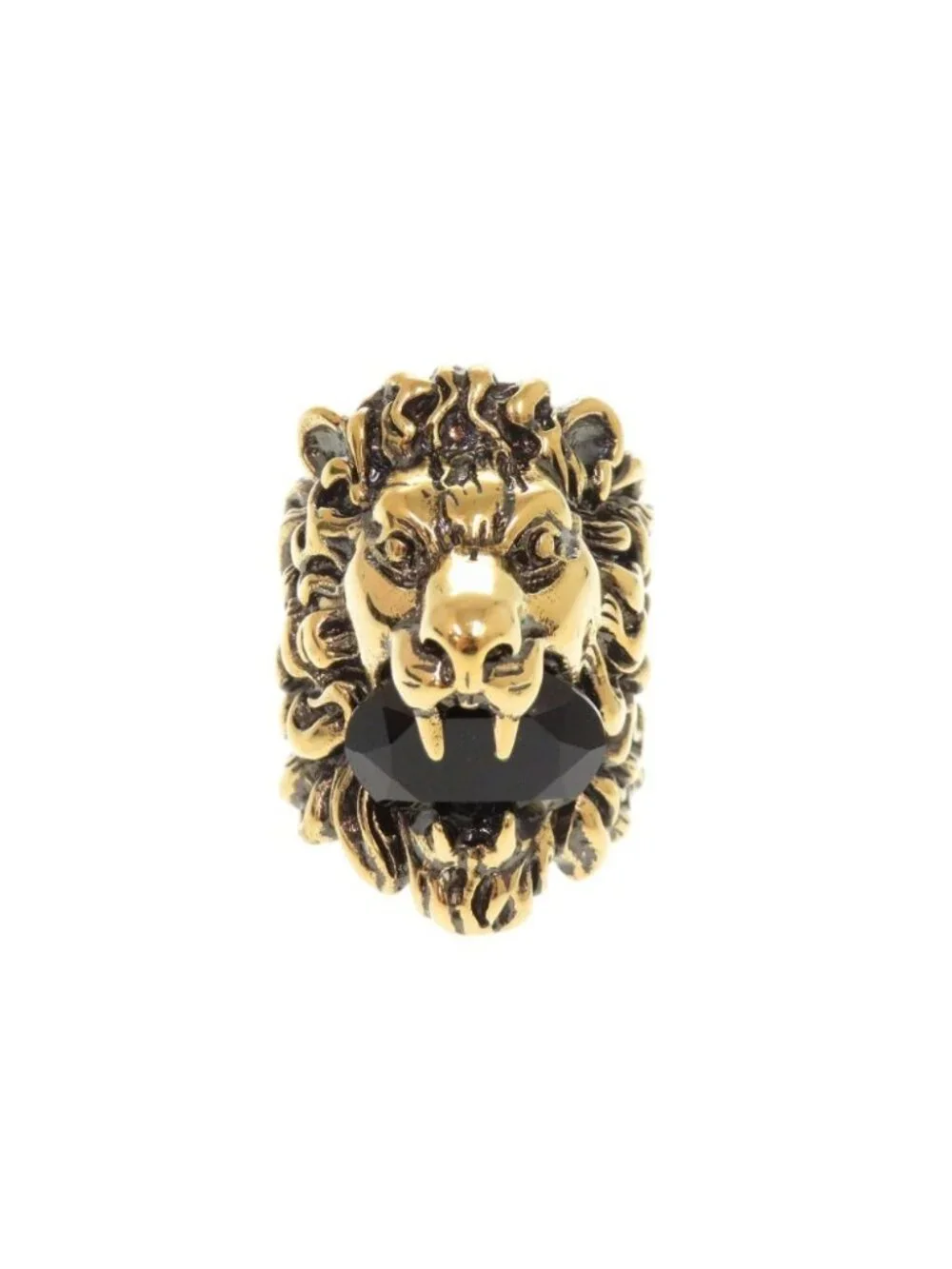 Gucci Lion Head Metal Stone Gold Ring